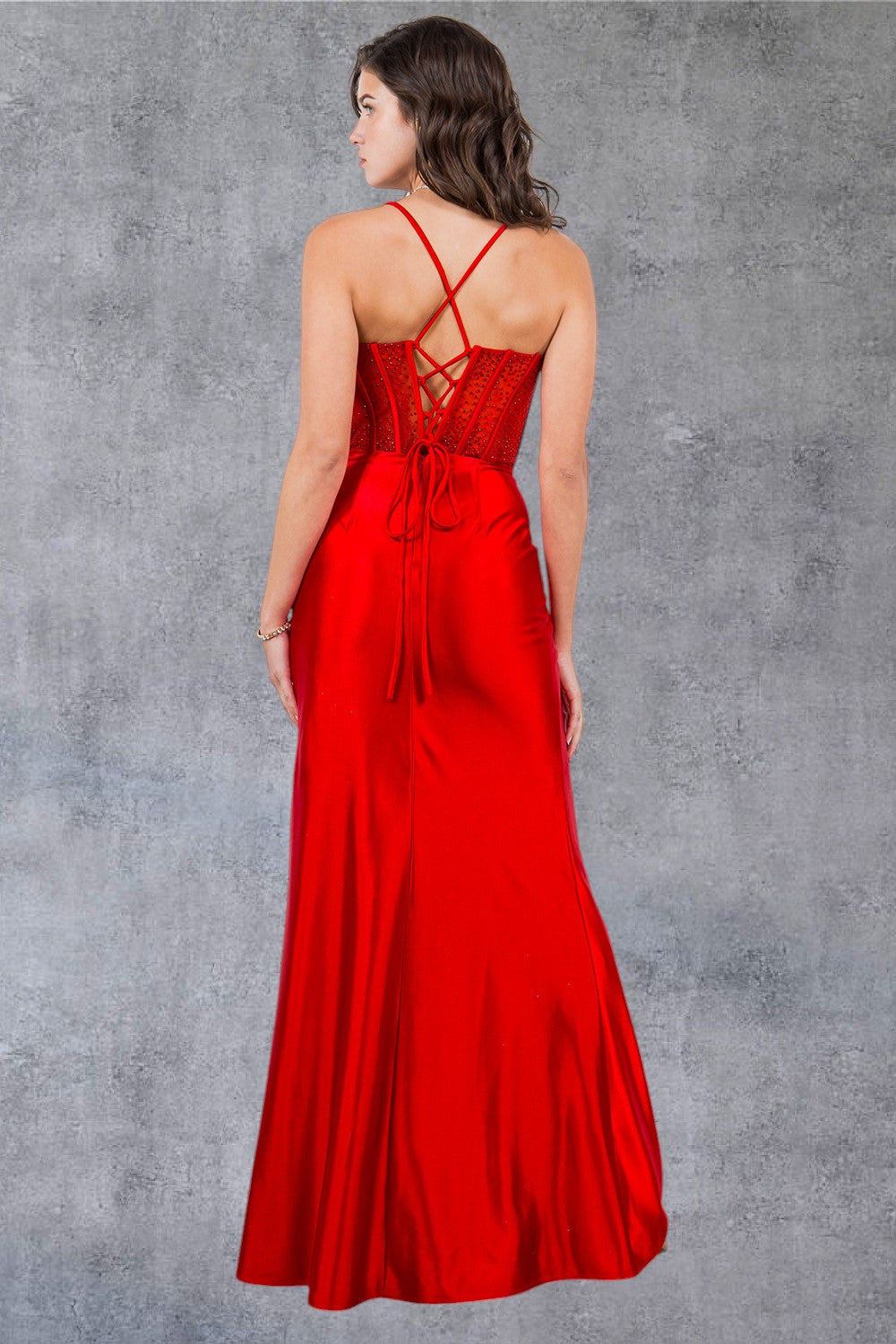 Fitted Beautiful Leg Slit Party Dress by Cinderella Couture USA AS8116J