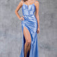 Glitter Satin Sleeveless Leg Slit Party Dress by Cinderella Couture USA AS8117J