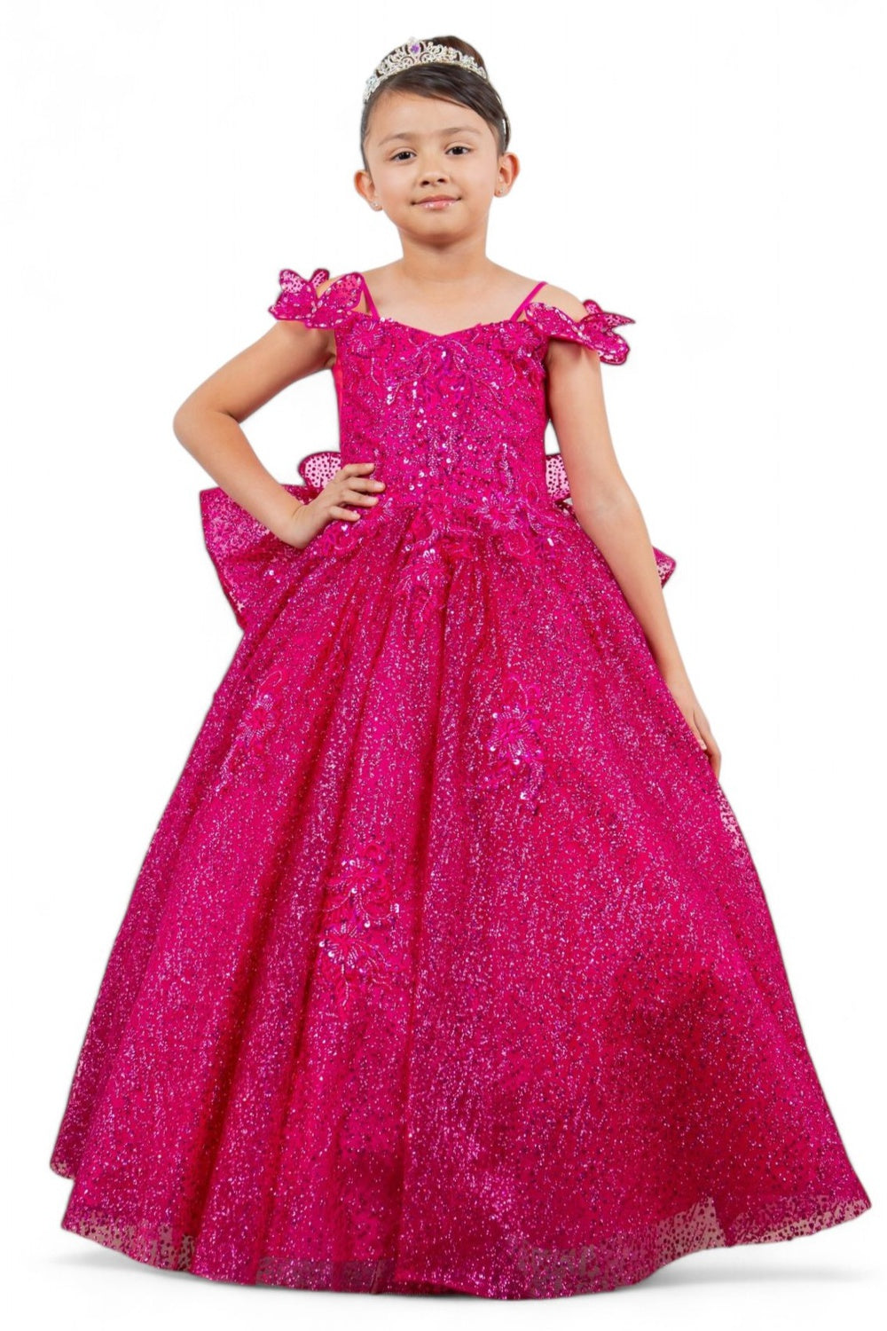 Layered Tulle with Tiered Train Girl Communion Dress by Cinderella Couture USA AS8120