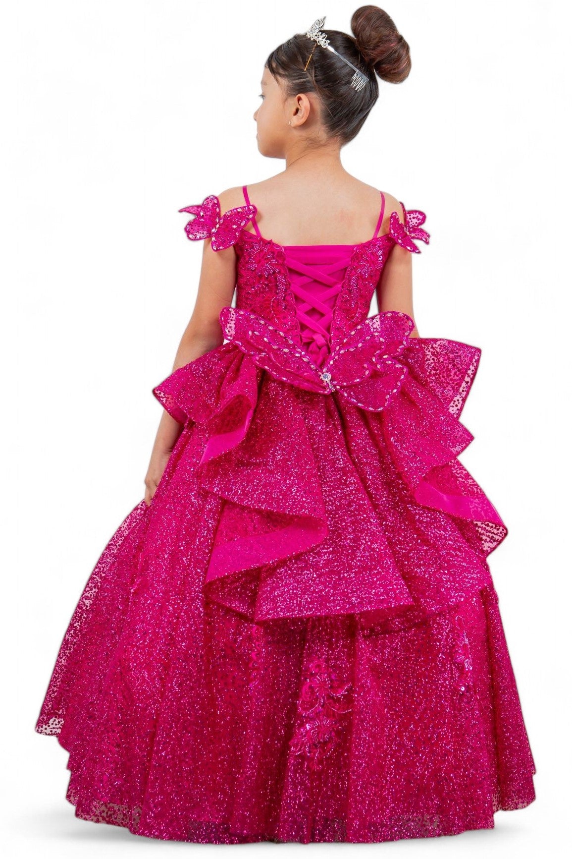 Layered Tulle with Tiered Train Girl Communion Dress by Cinderella Couture USA AS8120