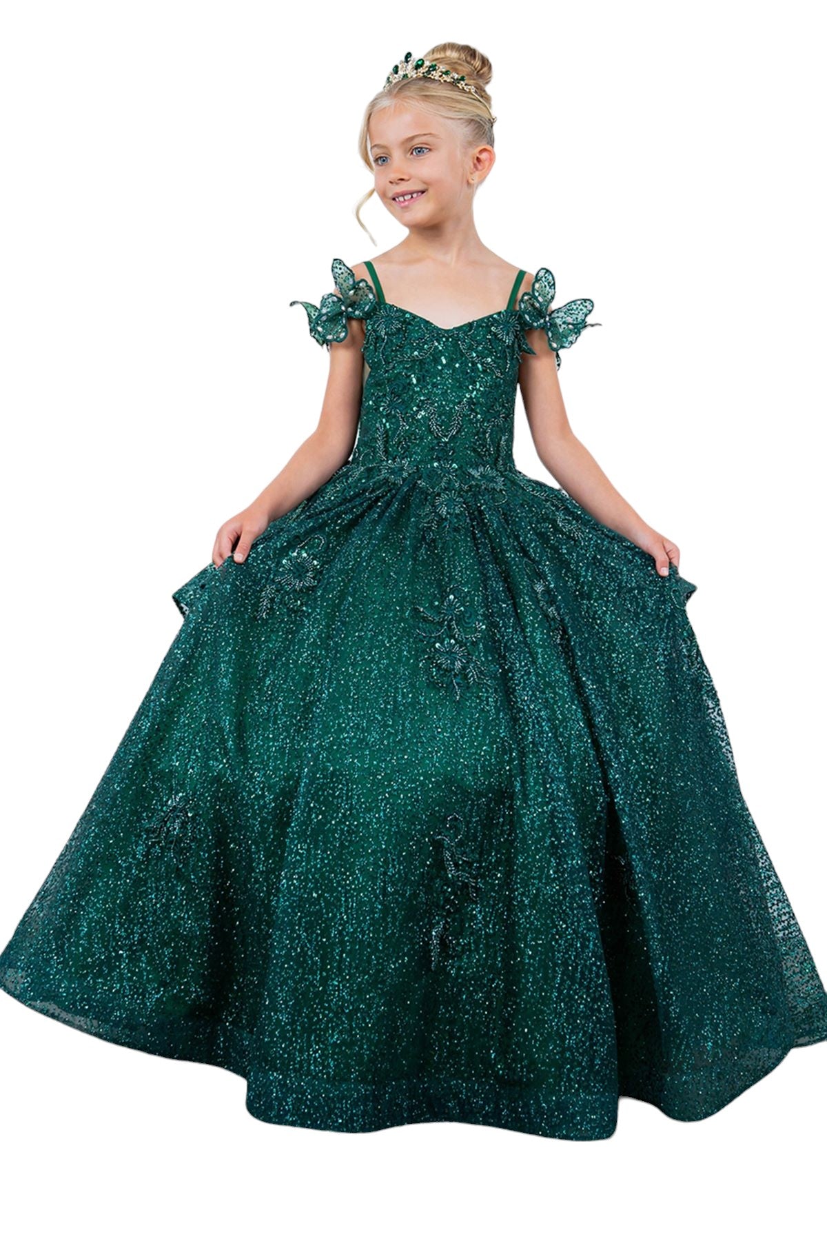 Layered Tulle with Tiered Train Girl Communion Dress by Cinderella Couture USA AS8120