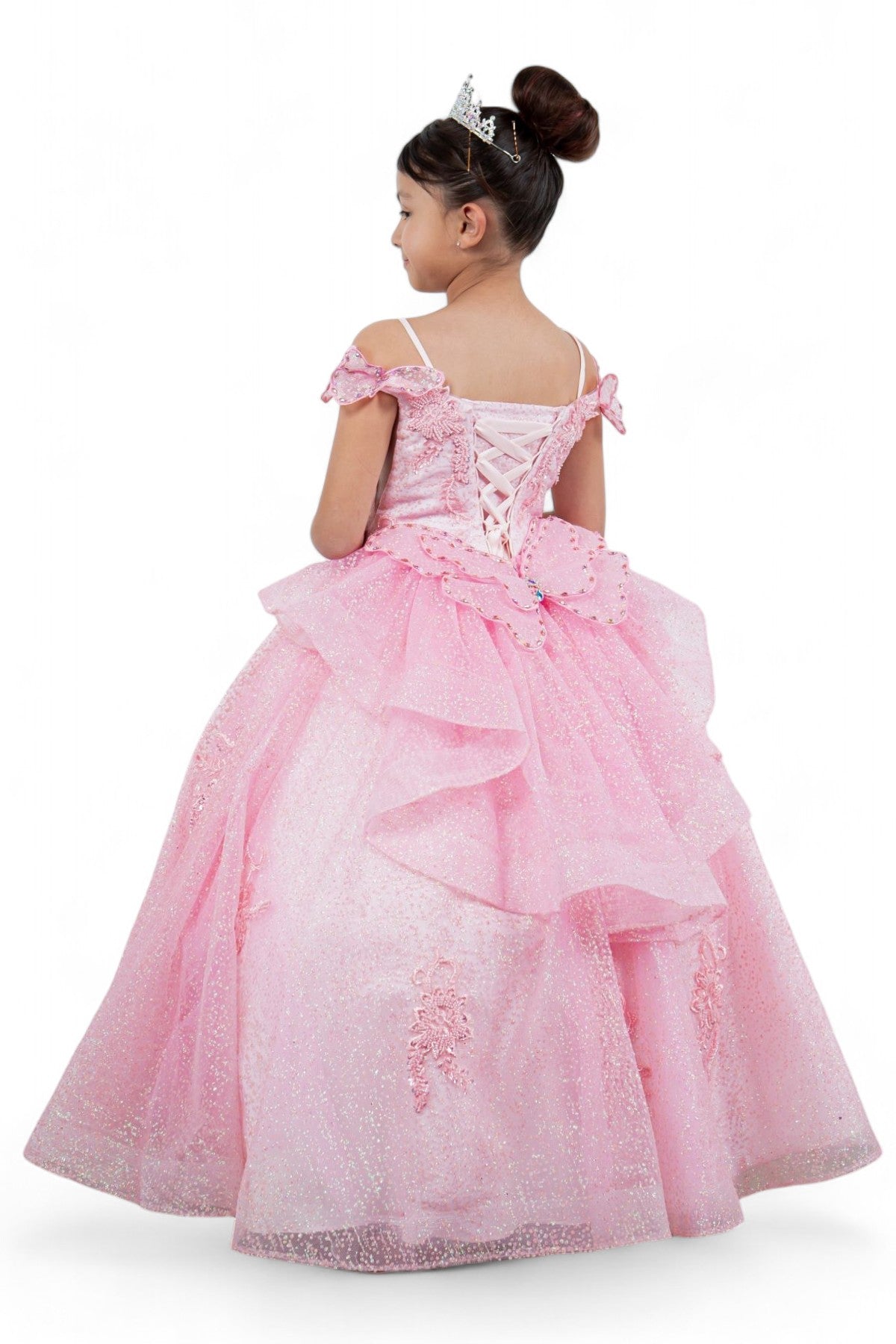 Layered Tulle with Tiered Train Girl Communion Dress by Cinderella Couture USA AS8120