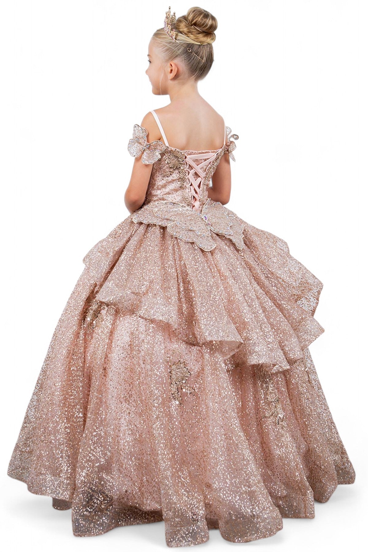 Layered Tulle with Tiered Train Girl Communion Dress by Cinderella Couture USA AS8120