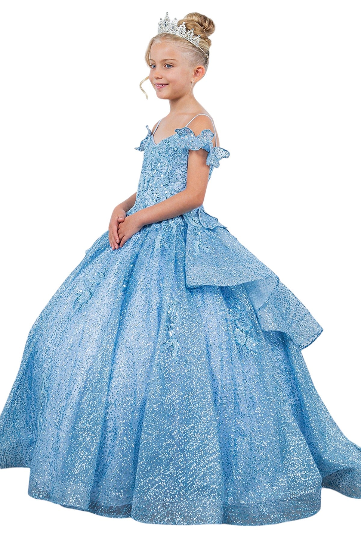 Layered Tulle with Tiered Train Girl Communion Dress by Cinderella Couture USA AS8120