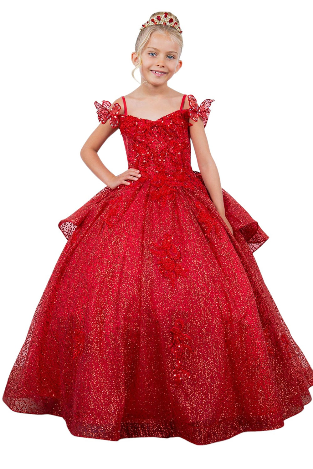 Layered Tulle with Tiered Train Girl Communion Dress by Cinderella Couture USA AS8120