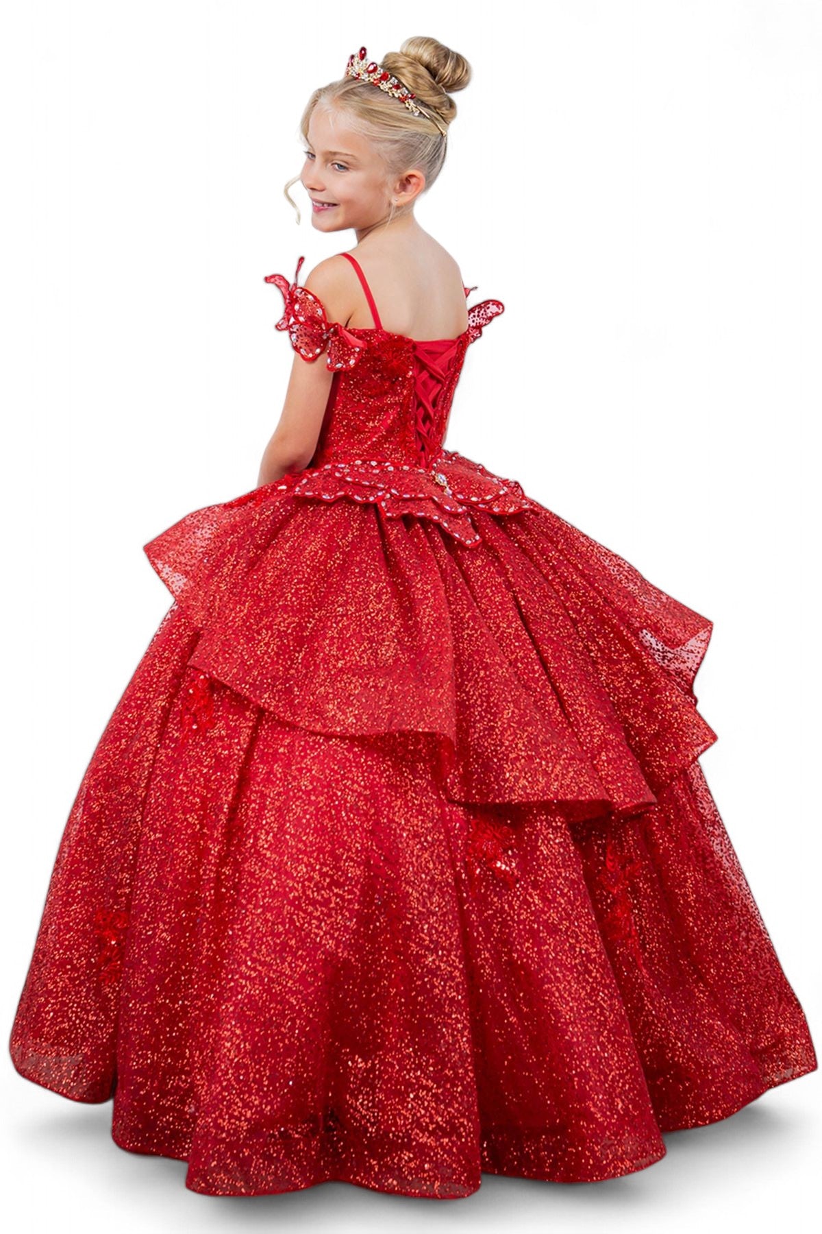 Layered Tulle with Tiered Train Girl Communion Dress by Cinderella Couture USA AS8120