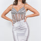 Thin Strap Sequin V-Neckline Short Party Dress by Cinderella Couture USA AS8121J