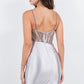 Thin Strap Sequin V-Neckline Short Party Dress by Cinderella Couture USA AS8121J