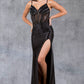 Sequin V-Neckline Leg Slit Party Dress by Cinderella Couture USA AS8122J
