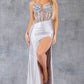 Sequin V-Neckline Leg Slit Party Dress by Cinderella Couture USA AS8122J