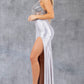 Sequin V-Neckline Leg Slit Party Dress by Cinderella Couture USA AS8122J
