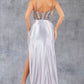 Sequin V-Neckline Leg Slit Party Dress by Cinderella Couture USA AS8122J