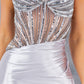 Sequin V-Neckline Leg Slit Party Dress by Cinderella Couture USA AS8122J