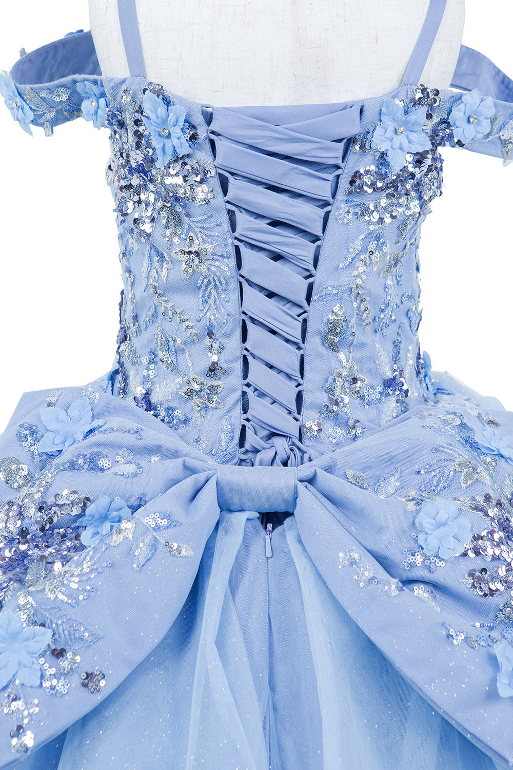Corset Off The Shoulder Mini Quince Gown by Cinderella Couture USA AS8125 Blue / 10 Corset Off The Shoulder Mini Quince Gown by Cinderella Couture USA AS8125 Blue / 10