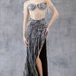 Strapless Off Shoulder Leg Slit Party Dress by Cinderella Couture USA AS8147J