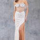 Strapless Off Shoulder Leg Slit Party Dress by Cinderella Couture USA AS8147J