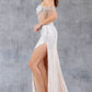 Strapless Off Shoulder Leg Slit Party Dress by Cinderella Couture USA AS8147J