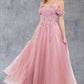 Off Shoulder Embroider A-Line Gown by Cinderella Couture USA AS8152J