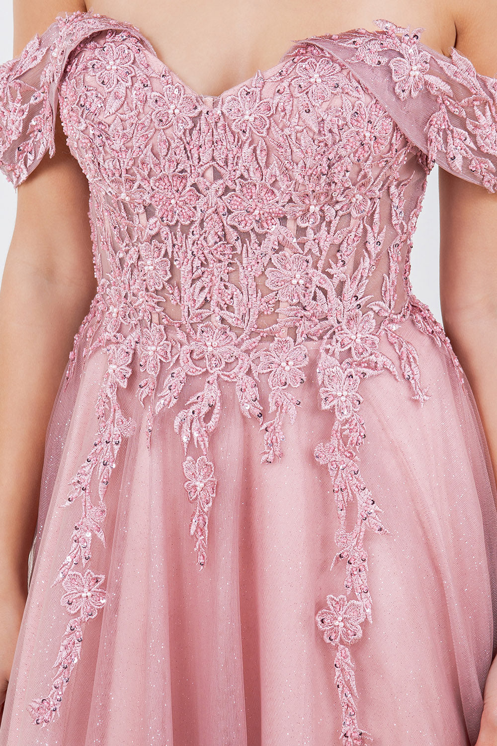 Off Shoulder Embroider A-Line Gown by Cinderella Couture USA AS8152J