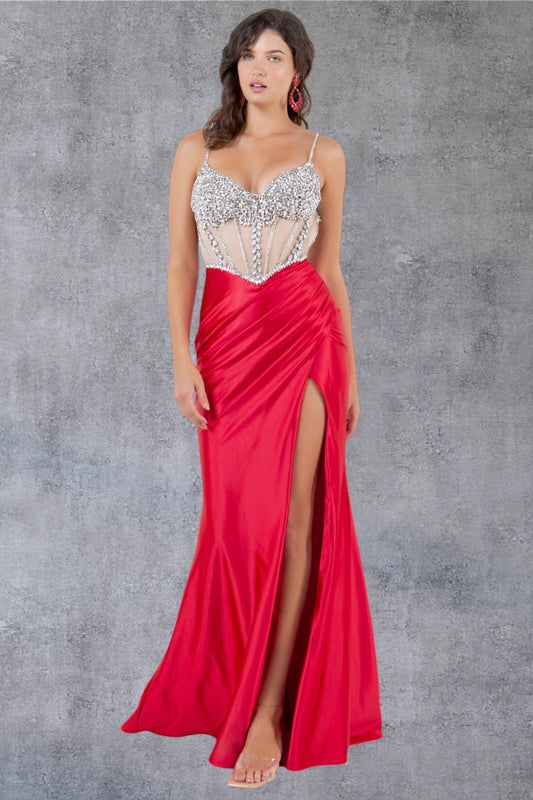 Sweetheart Neckline Leg Slit Party Dress by Cinderella Couture USA AS8171J