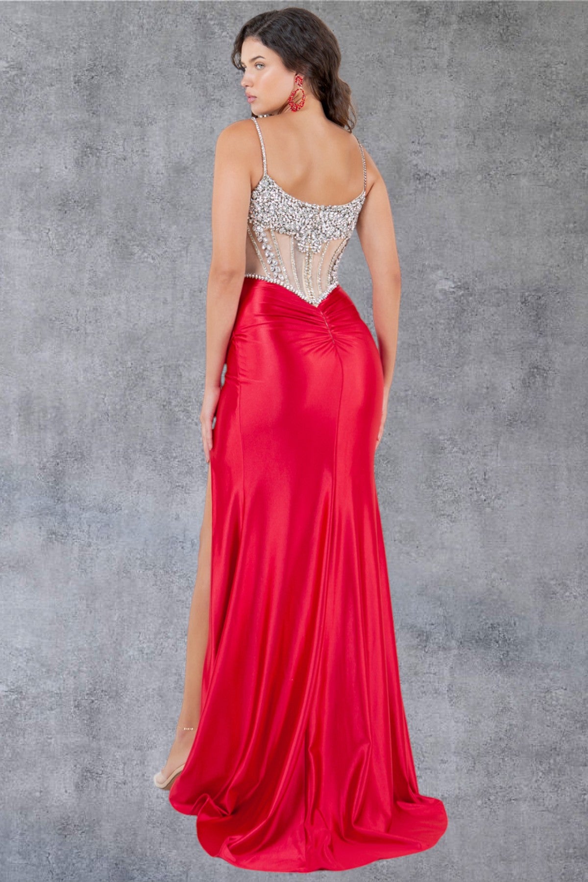 Sweetheart Neckline Leg Slit Party Dress by Cinderella Couture USA AS8171J