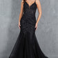 Embroidery V-Neckline Mermaid Party Dress by Cinderella Couture USA AS8178J