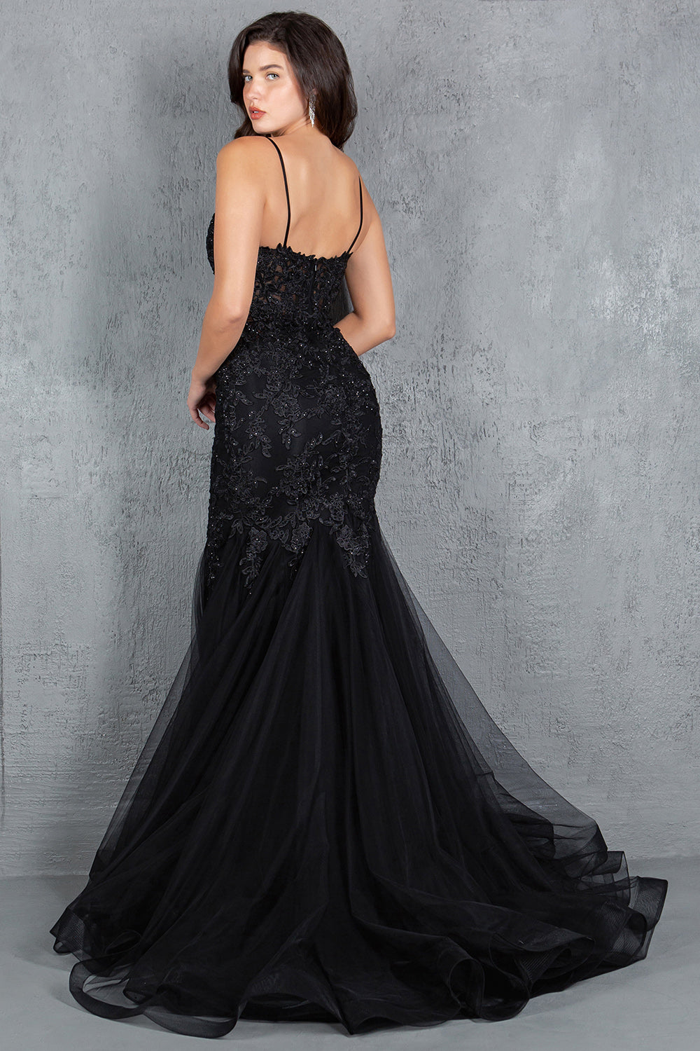 Embroidery V-Neckline Mermaid Party Dress by Cinderella Couture USA AS8178J