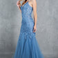 Embroidery V-Neckline Mermaid Party Dress by Cinderella Couture USA AS8178J