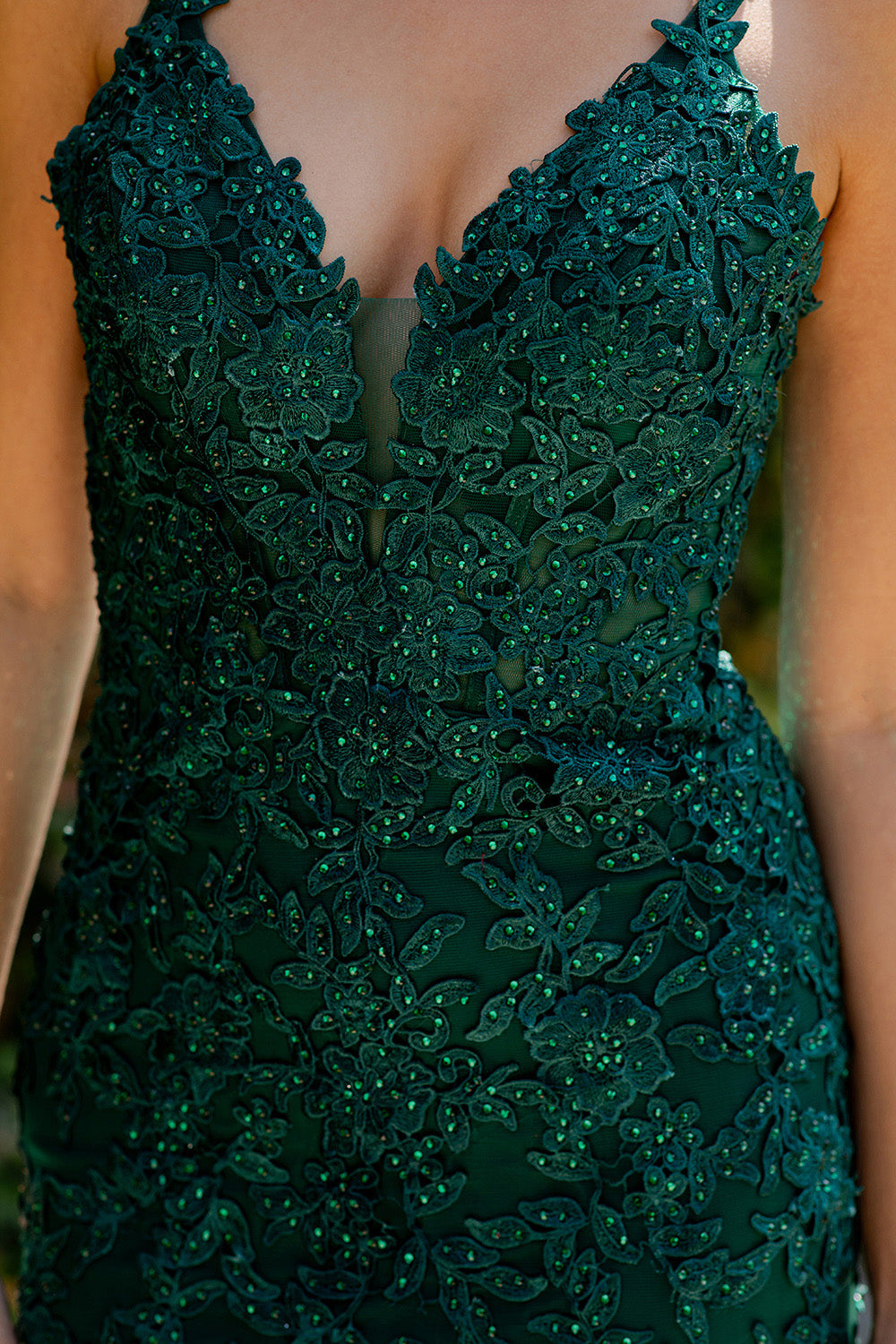 Embroidery V-Neckline Mermaid Party Dress by Cinderella Couture USA AS8178J