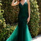 Embroidery V-Neckline Mermaid Party Dress by Cinderella Couture USA AS8178J