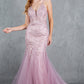 Embroidery V-Neckline Mermaid Party Dress by Cinderella Couture USA AS8178J