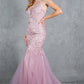 Embroidery V-Neckline Mermaid Party Dress by Cinderella Couture USA AS8178J