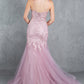 Embroidery V-Neckline Mermaid Party Dress by Cinderella Couture USA AS8178J