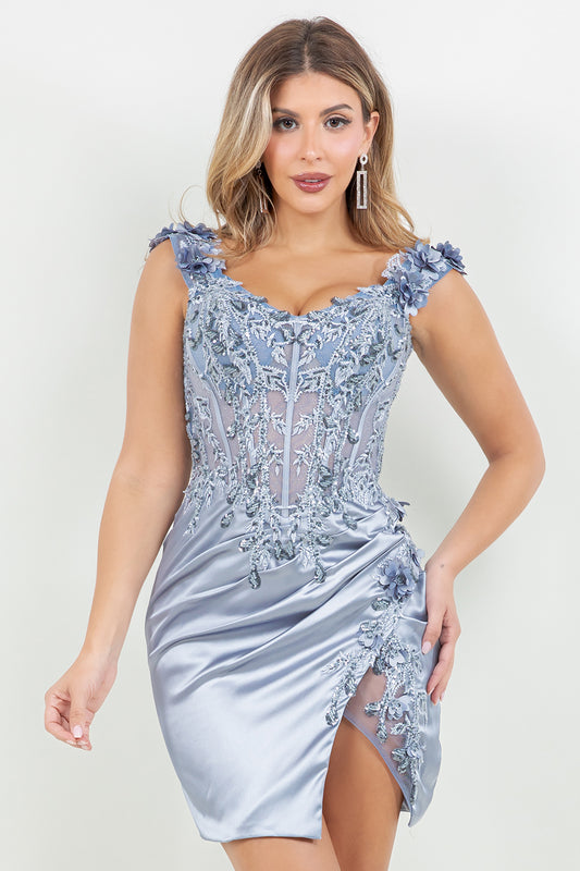 Lace Off Shoulder Short Party Dress by Cinderella Couture USA AS8181JS