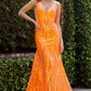 Sequin Deep V-Neckline Dress by Cinderella Couture USA AS8182J
