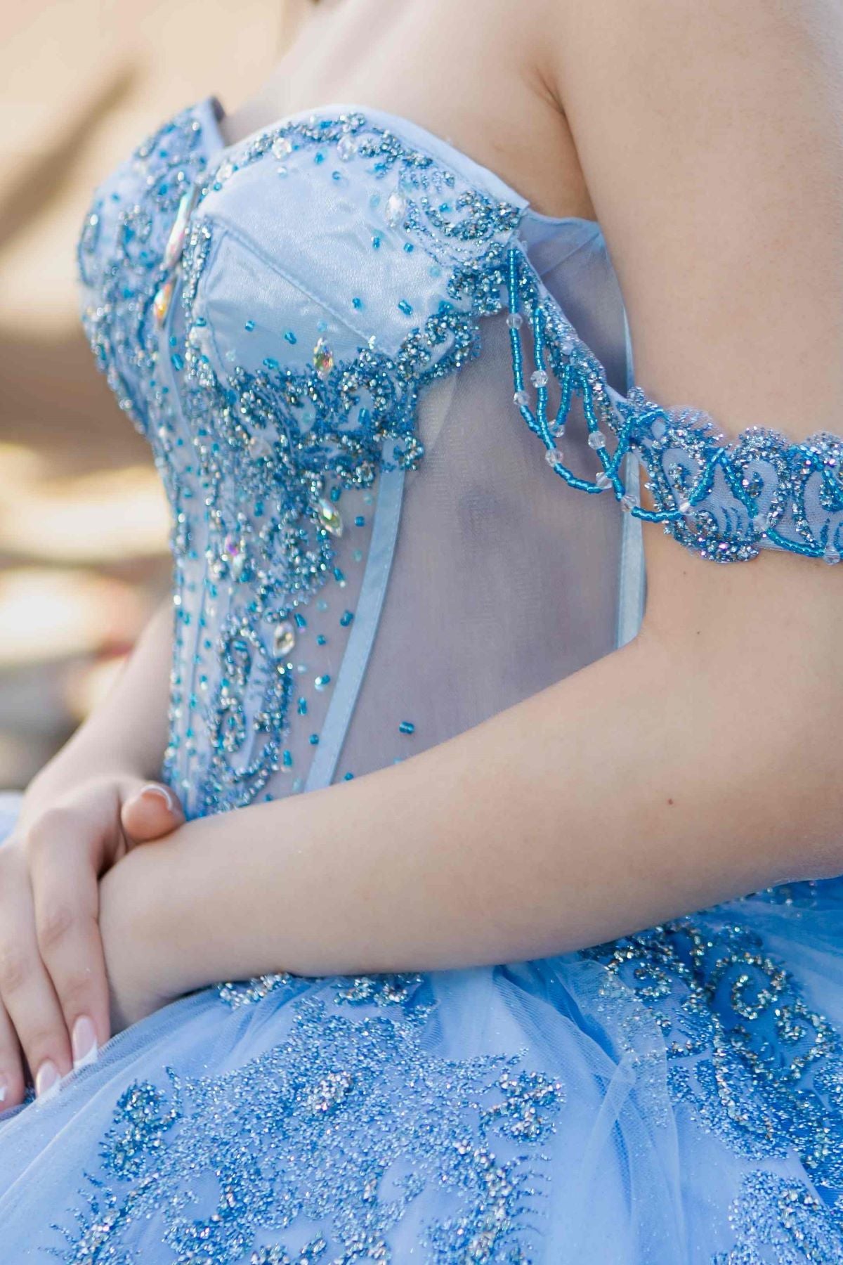 Off Shoulder Long Tail Quinceanera Dress by Cinderella Couture USA AS8190J