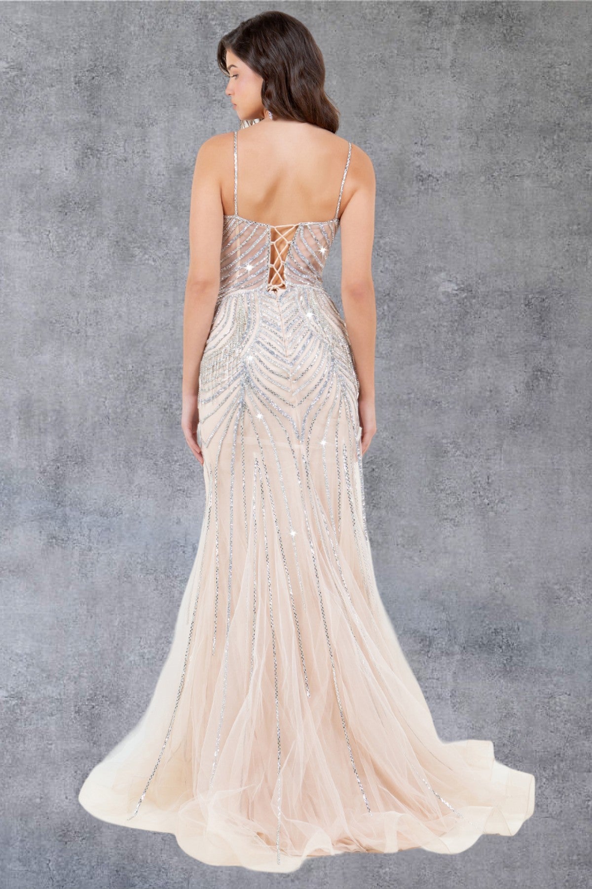Stone Dangles Strap Sheath Party Dress by Cinderella Couture USA AS8192J