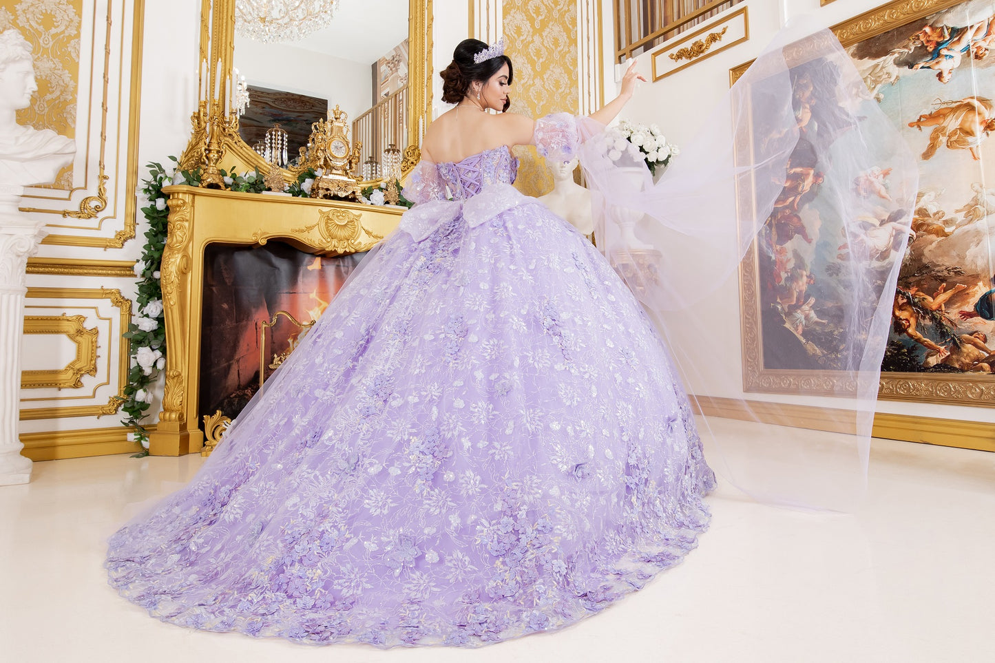 Off Shoulder Puff Sleeve Quinceanera Dress by Cinderella Couture USA AS8210J