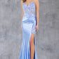 Sequin Floral V-Neckline Party Dress by Cinderella Couture USA AS8213J