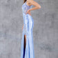 Sequin Floral V-Neckline Party Dress by Cinderella Couture USA AS8213J