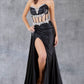 Strapless Satin Leg Slit Sheath Party Dress by Cinderella Couture USA AS8214J