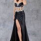 Strapless Satin Leg Slit Sheath Party Dress by Cinderella Couture USA AS8214J