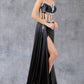 Strapless Satin Leg Slit Sheath Party Dress by Cinderella Couture USA AS8214J