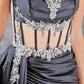 Strapless Satin Leg Slit Sheath Party Dress by Cinderella Couture USA AS8214J