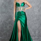 Strapless Satin Leg Slit Sheath Party Dress by Cinderella Couture USA AS8214J