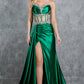Strapless Satin Leg Slit Sheath Party Dress by Cinderella Couture USA AS8214J