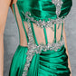 Strapless Satin Leg Slit Sheath Party Dress by Cinderella Couture USA AS8214J