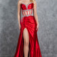 Strapless Satin Leg Slit Sheath Party Dress by Cinderella Couture USA AS8214J