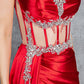 Strapless Satin Leg Slit Sheath Party Dress by Cinderella Couture USA AS8214J