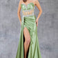 Strapless Satin Leg Slit Sheath Party Dress by Cinderella Couture USA AS8214J